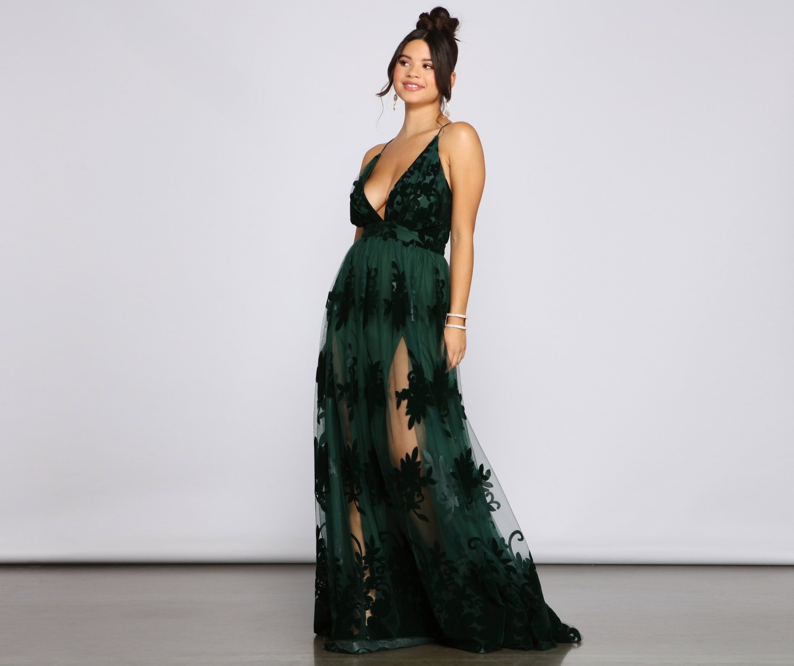 Morgan Formal Flocked Velvet Dress