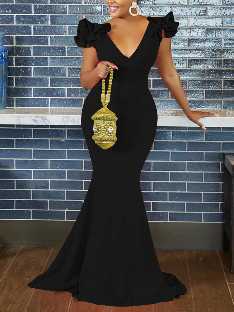 Elegantes Maxikleid mit Rüschenärmeln