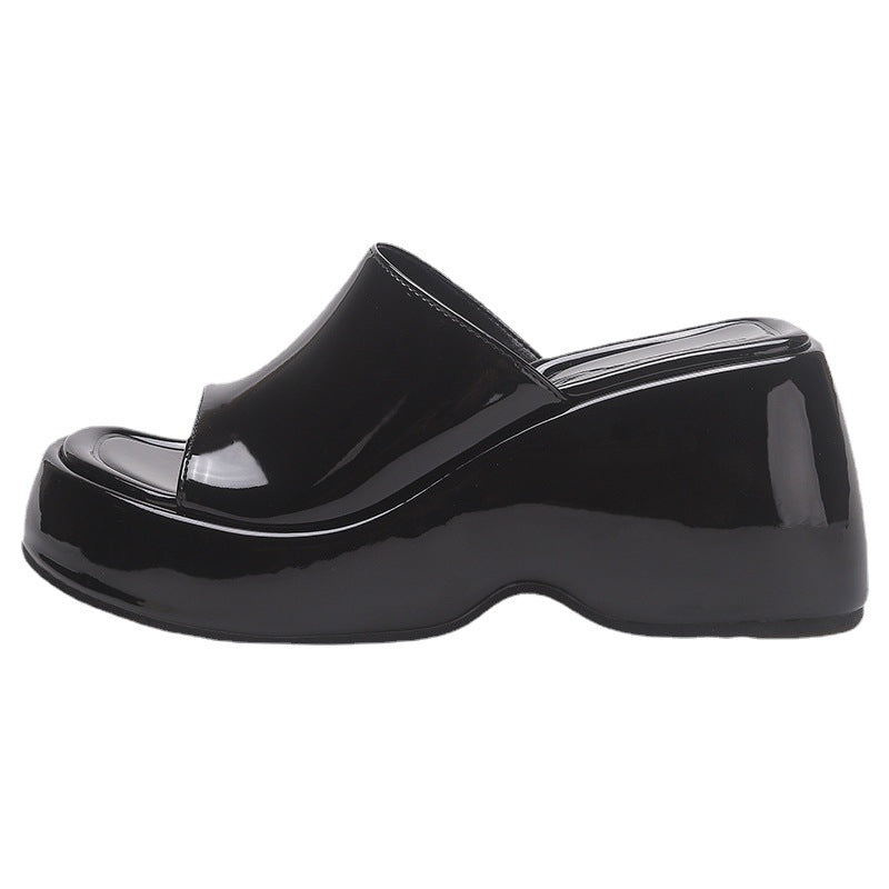 Damen Sandalen mit hohem Plateauabsatz und offener Spitze
