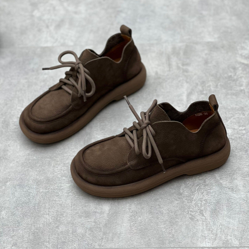 Handgefertigte flache Oxford-Schuhe aus Leder zum Schnüren