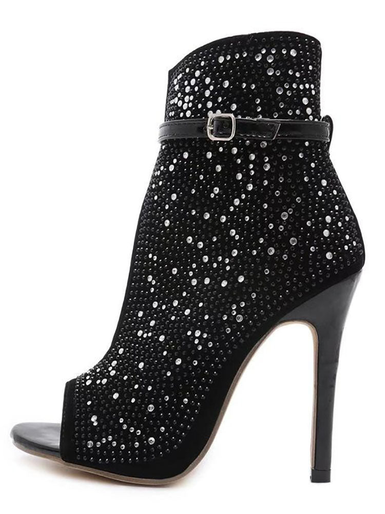 Glitzernde High Heels mit Strass-Ausschnitt