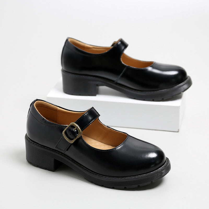 Mary Janes Shoes Leather Chunky Uniform Dress Shoes