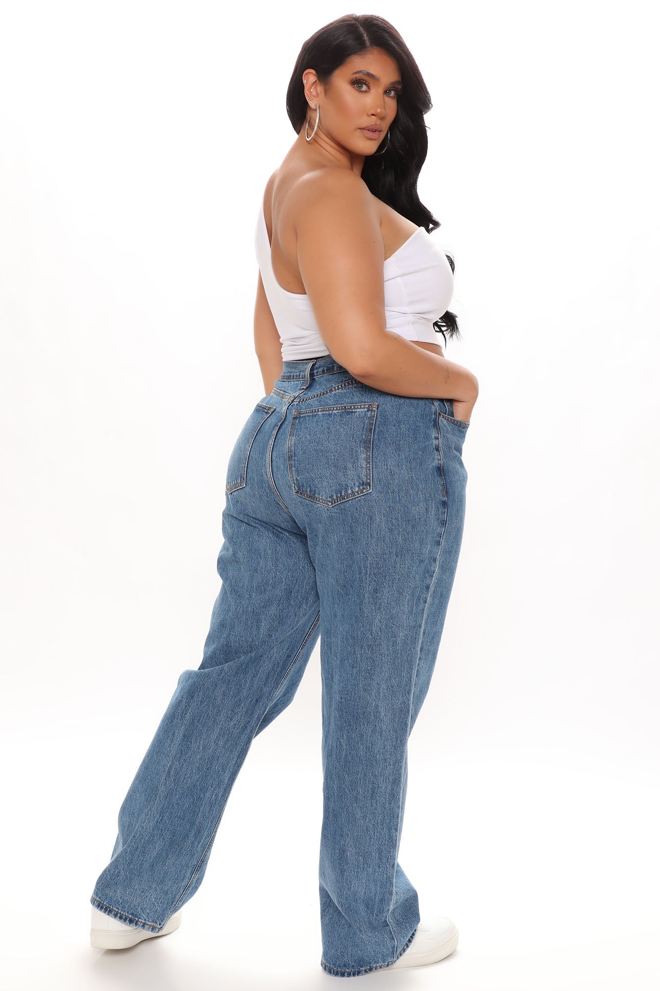 Crossover Straight Leg Jeans - Medium Blue Wash Ins Street