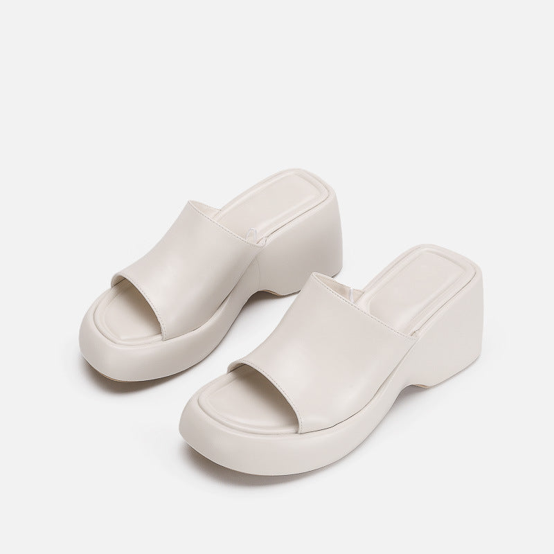 Damen Sandalen mit hohem Plateauabsatz und offener Spitze