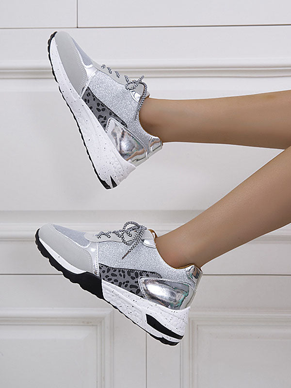 Glitter Leopard Print Casual Sneakers