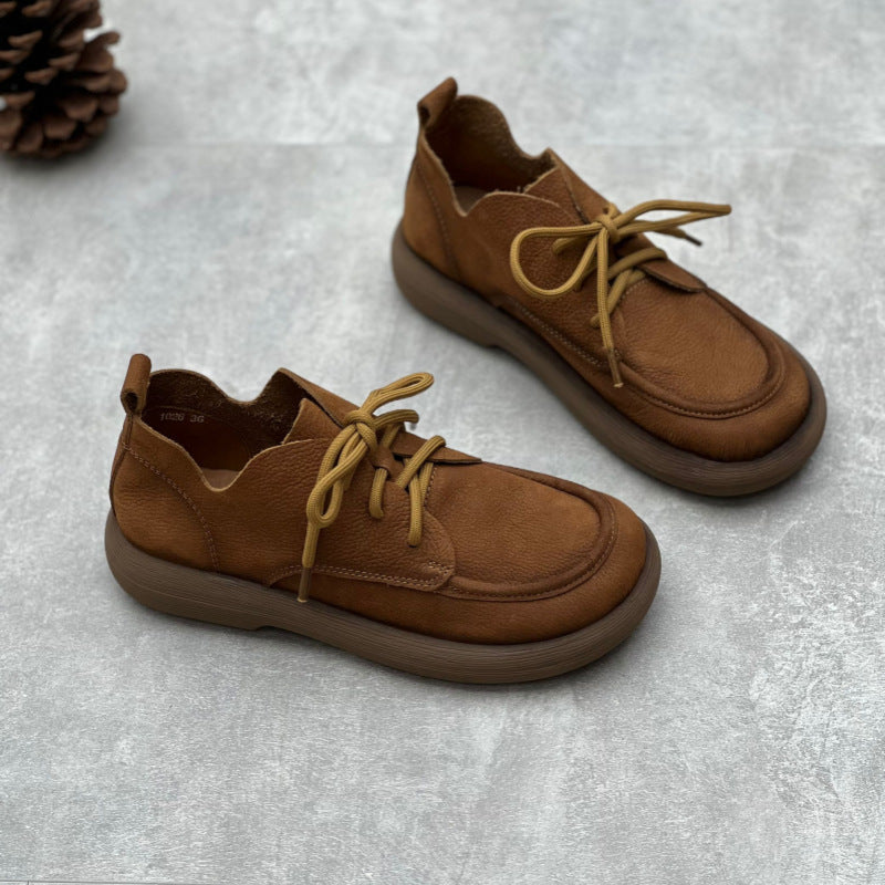 Handgefertigte flache Oxford-Schuhe aus Leder zum Schnüren