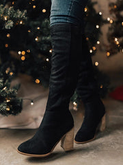 Stiefel aus Wildlederimitat mit klobigem Absatz