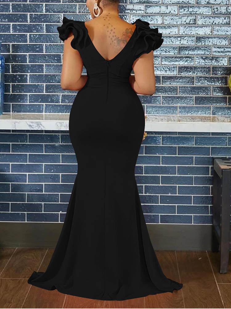 Elegantes Maxikleid mit Rüschenärmeln