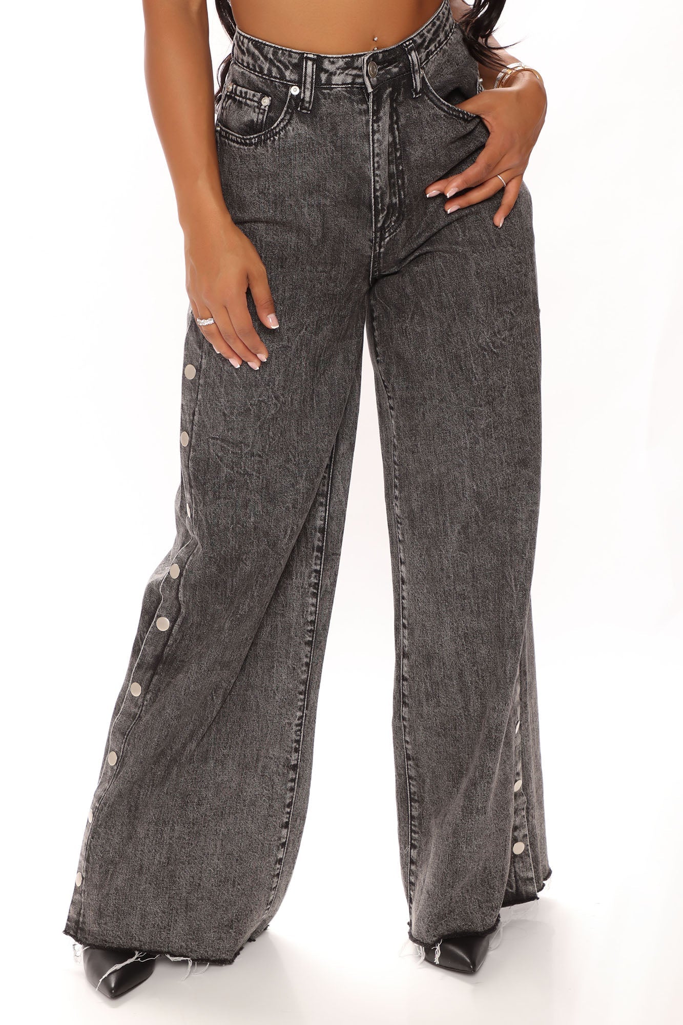 Snap So Classic Wide Leg Jeans - Black Ins Street