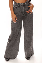 Snap So Classic Wide Leg Jeans - Black Ins Street