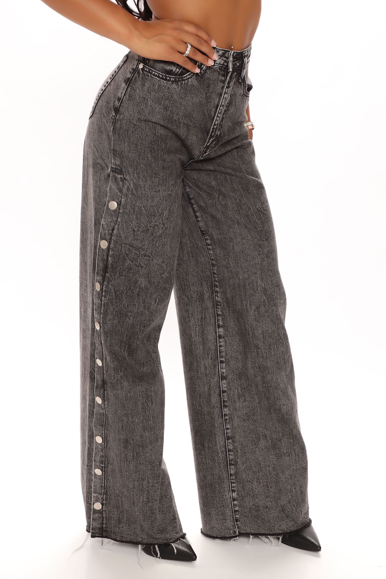 Snap So Classic Wide Leg Jeans - Black Ins Street