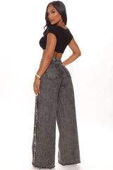 Snap So Classic Wide Leg Jeans - Black Ins Street