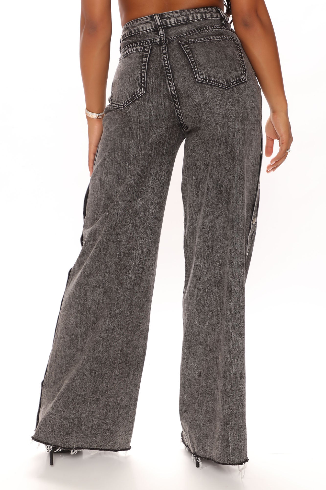 Snap So Classic Wide Leg Jeans - Black Ins Street