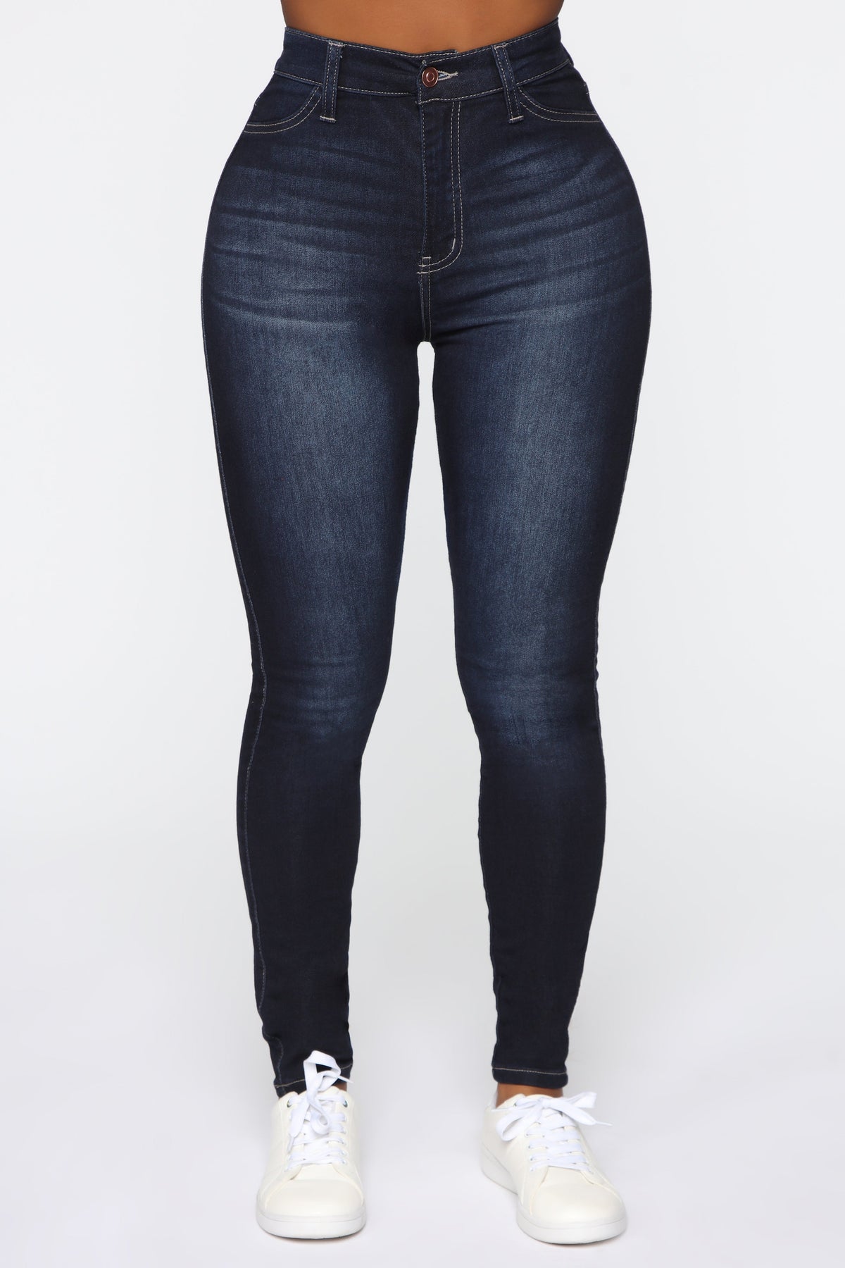 Swing My Way – Skinny Jeans mit hohem Bund – Dunkler Denim