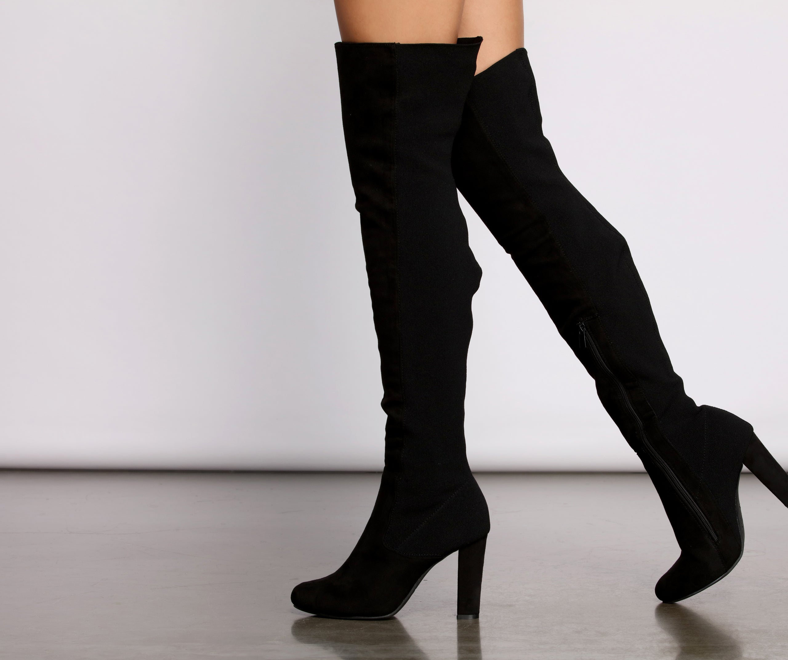 50 and 50 Thigh High Faux Suede and Knit Boots Newgew