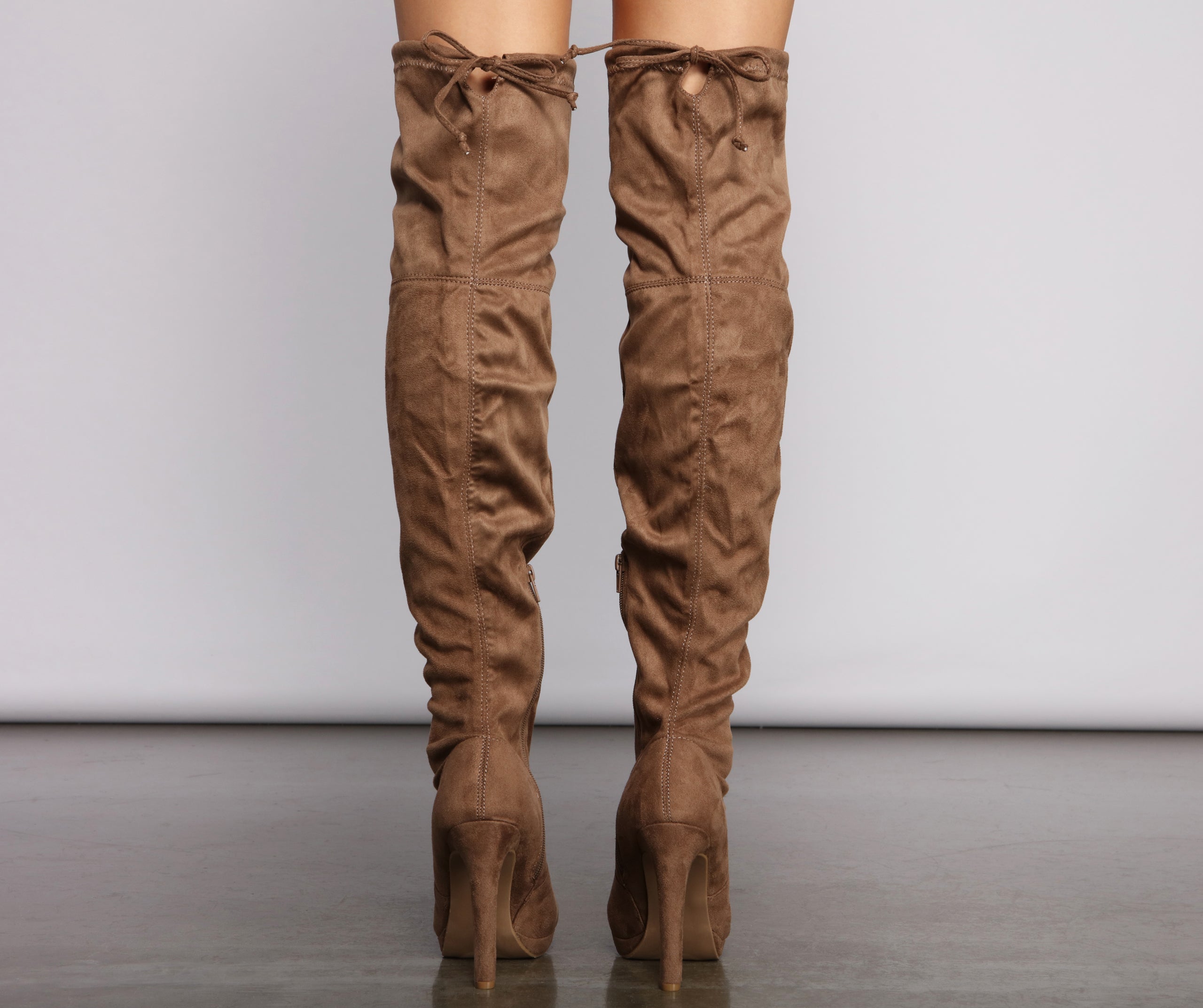 Thigh High Faux Suede Stiletto Boots Newgew