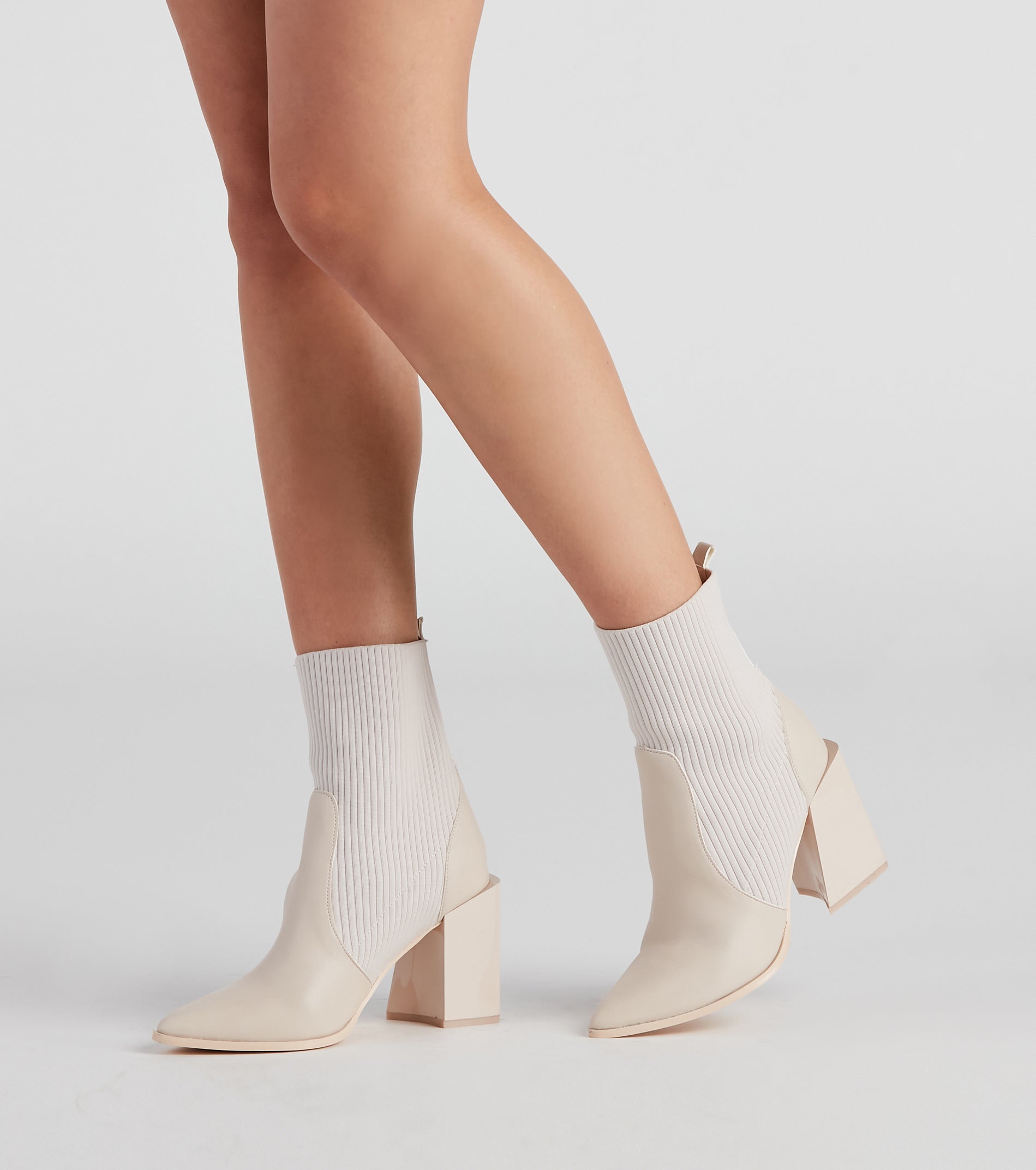 Walking Knit Style Block Booties Newgew