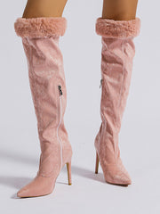 Suede Stiletto Heeled Boots