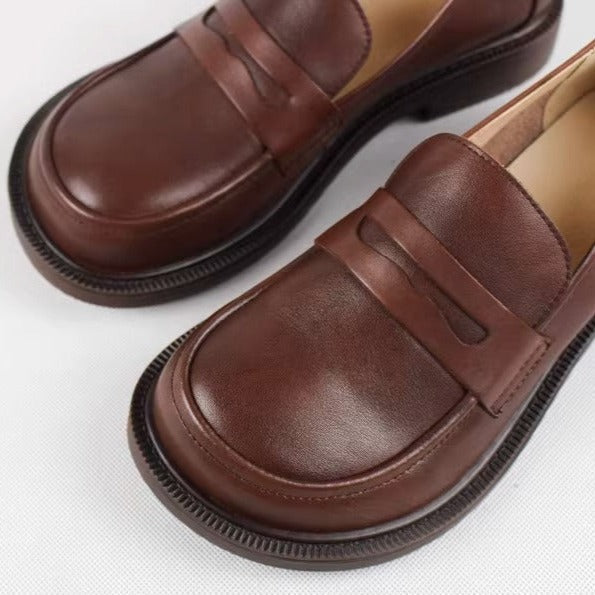 Handmade Loafers Big Toe Comfortable Soft Leather Shoes