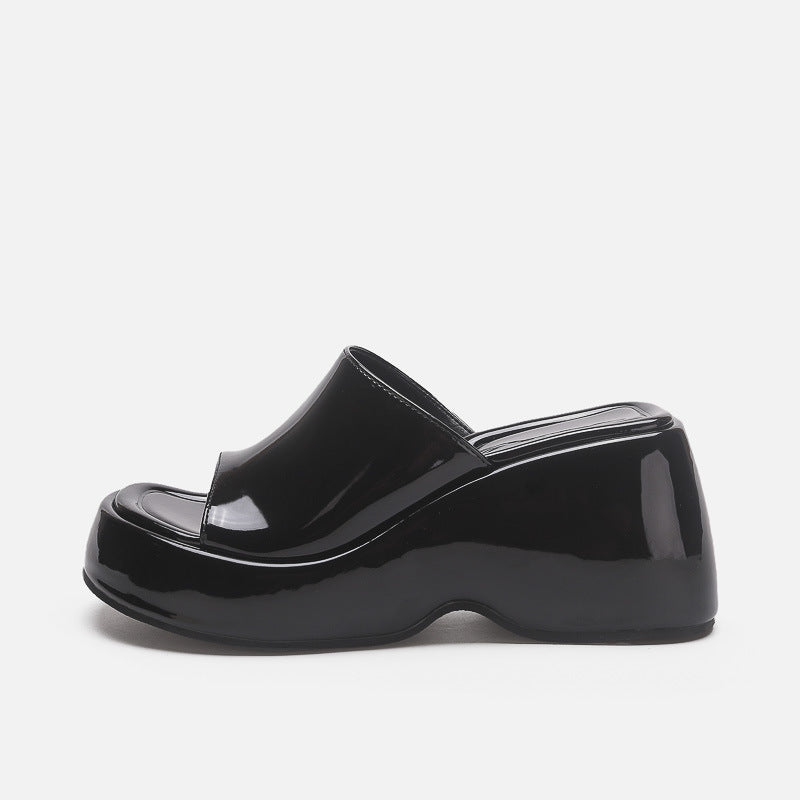 Damen Sandalen mit hohem Plateauabsatz und offener Spitze
