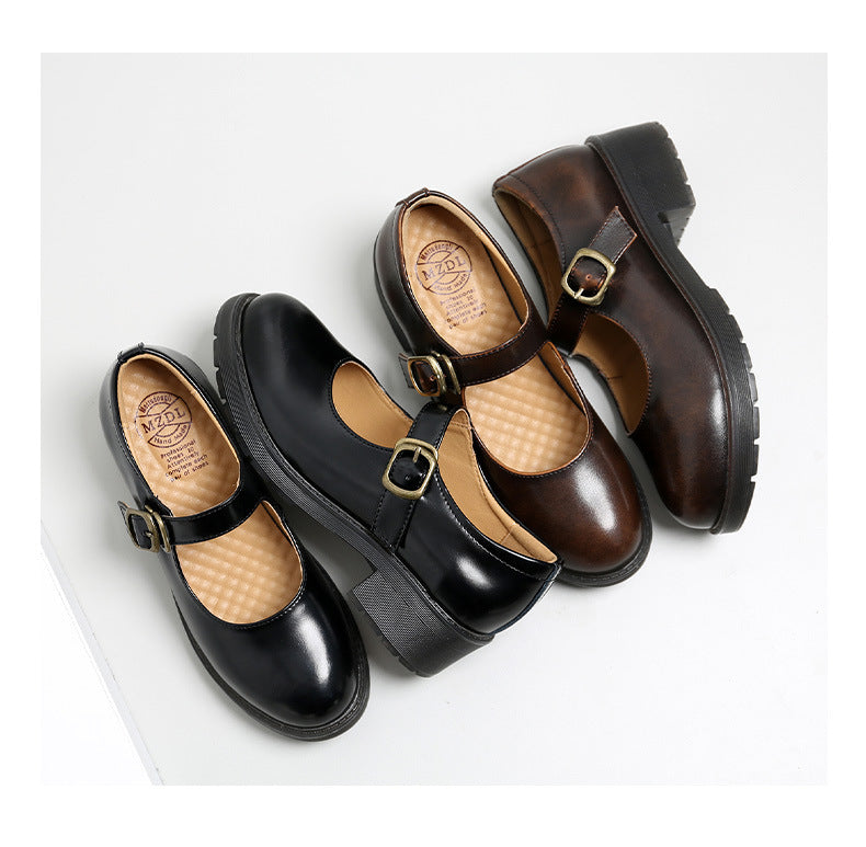 Mary Janes Shoes Leather Chunky Uniform Dress Shoes