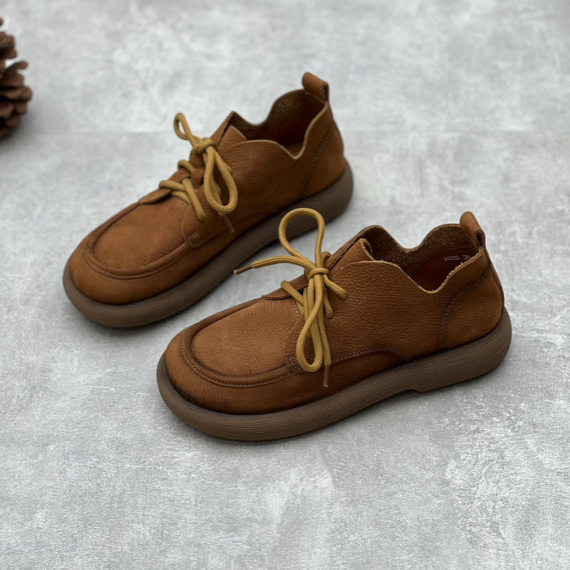 Handgefertigte flache Oxford-Schuhe aus Leder zum Schnüren
