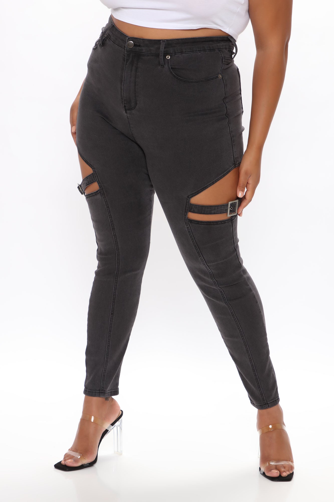 Buckle Up Sis Skinny Jeans - Black Ins Street
