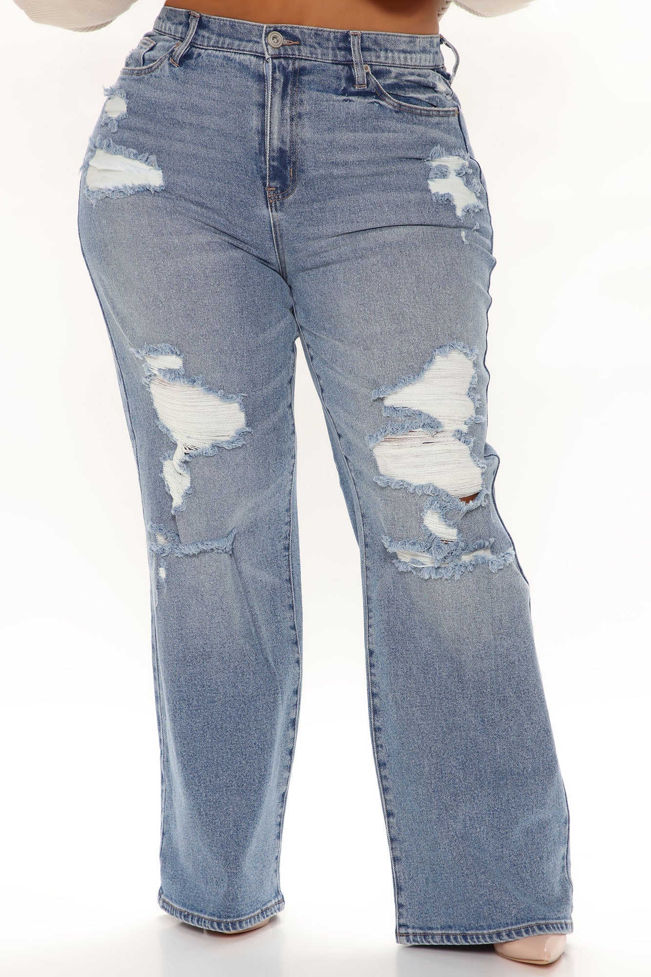 Cut Me Some Slack Vintage Straight Leg Jeans - Vintage Blue Wash Ins Street