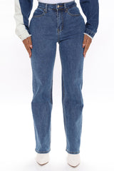 Sweet Love Straight Leg Jeans - Medium Blue Wash