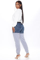 Top Tier Denim Sweatpant Joggers - Blue/combo