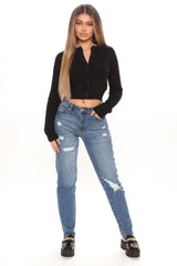Survival Of The Fittest Ripped Boyfriend Jeans - Dark Wash