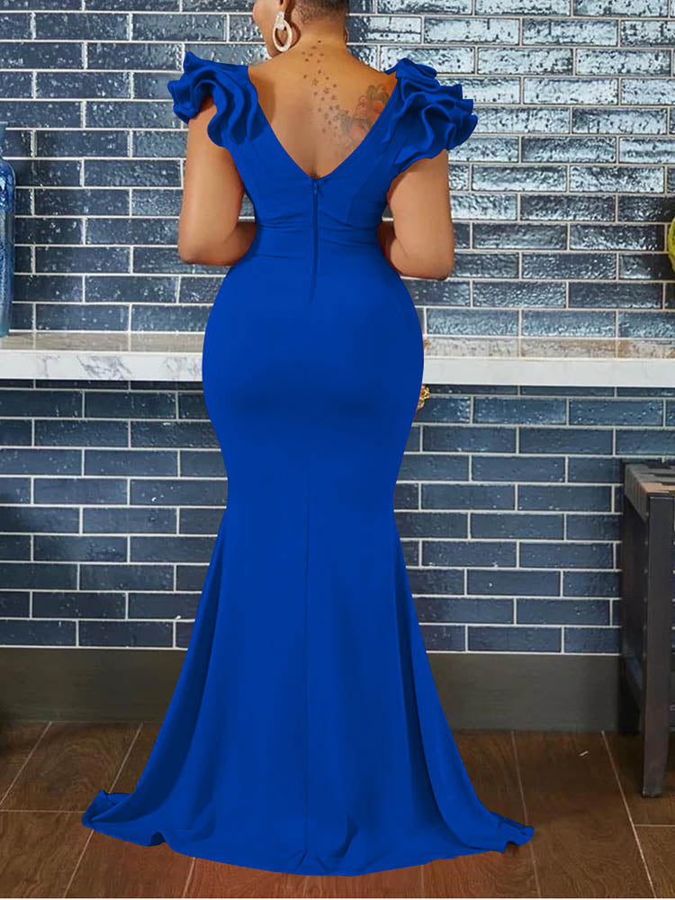 Elegantes Maxikleid mit Rüschenärmeln