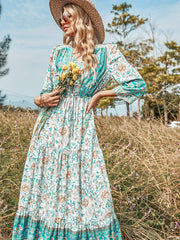 Green Print Loose Dress
