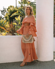 Leila Tiered Maxi Skirt - Peach