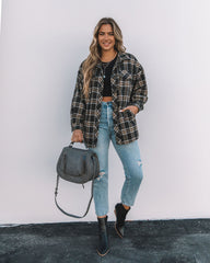 Hearst Pocketed Plaid Button Down Shacket - Anthrazit - ENDGÜLTIGER VERKAUF