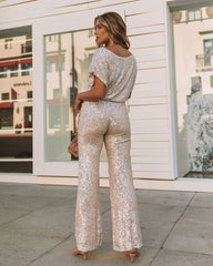 Wintour High Rise Paillettenhose - Champagner