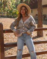 Torrington – Karierte Strickjacke mit Taschen und Knopfleiste vorne