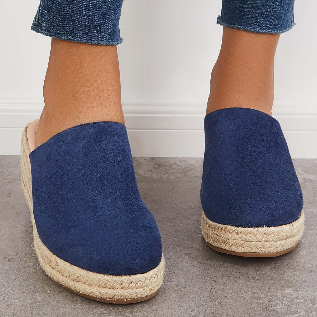 Espadrilles Mules Wedges Plateau Slip-on Sandalen ohne Fersen