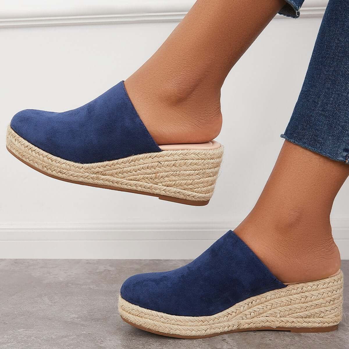 Espadrilles Mules Wedges Plateau Slip-on Sandalen ohne Fersen