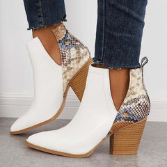 Womens Western Ankle Cowboy Boots Cutout Block Heel Booties Pairmore