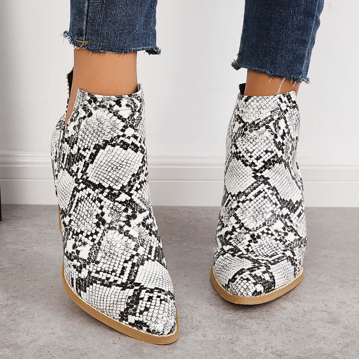 Womens Western Ankle Cowboy Boots Cutout Block Heel Booties Pairmore