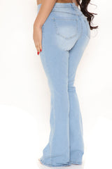 Slimming Flare Jeans - Light Blue Wash