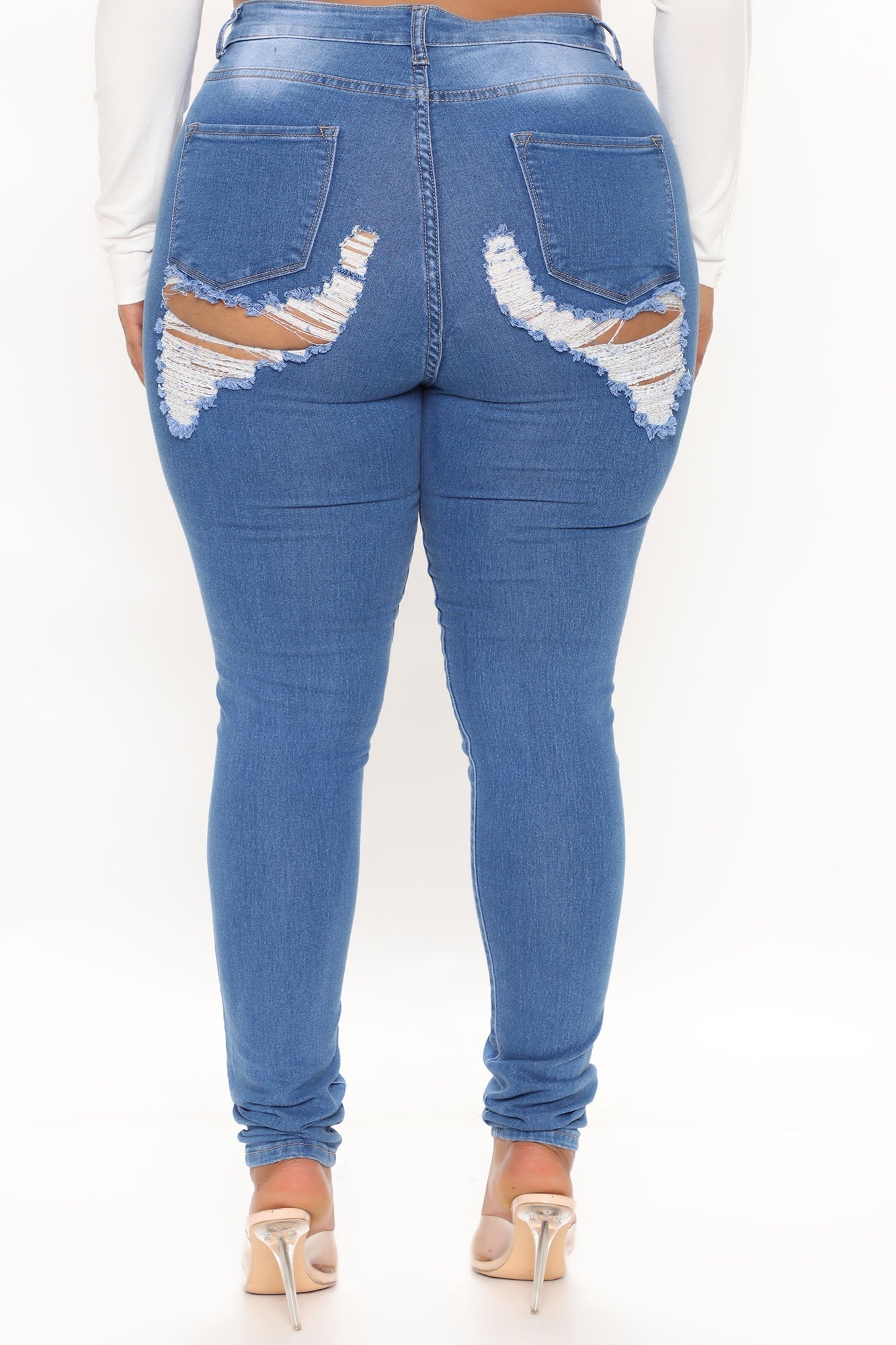 Tall All The Booty Ripped Skinny Jeans - Medium Blue Wash
