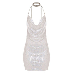 Self Love Metallic Mesh Crystal Straps Mini Dress