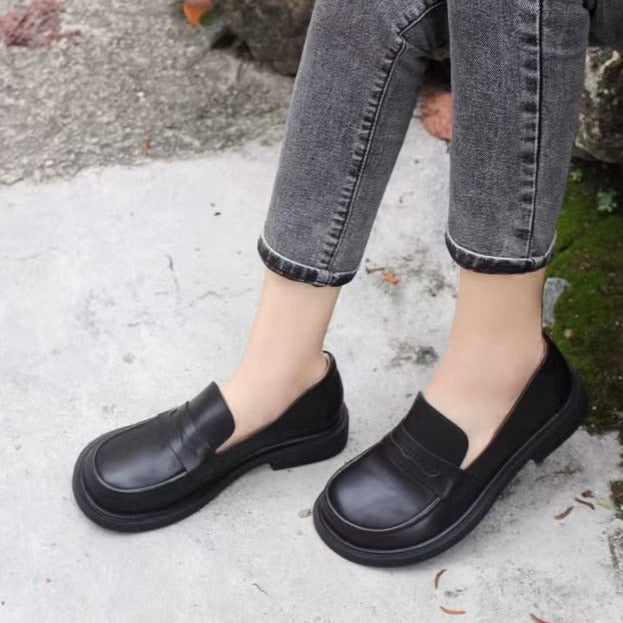 Handmade Loafers Big Toe Comfortable Soft Leather Shoes