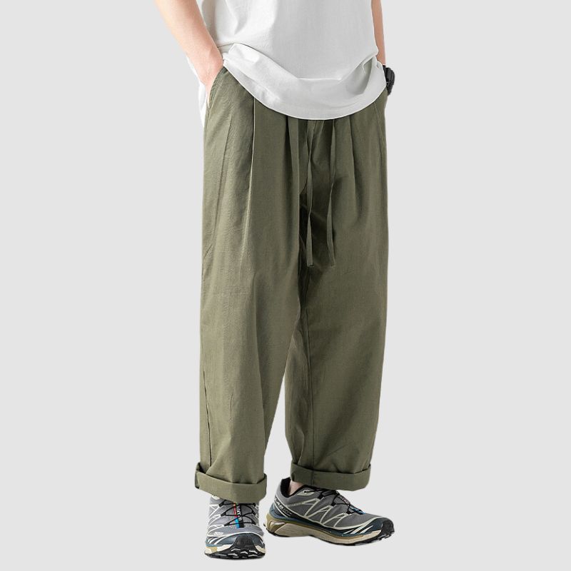 Outdoor Pleated Design Straight Leg Cargo Pants