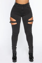 Buckle Up Sis Skinny Jeans - Black Ins Street