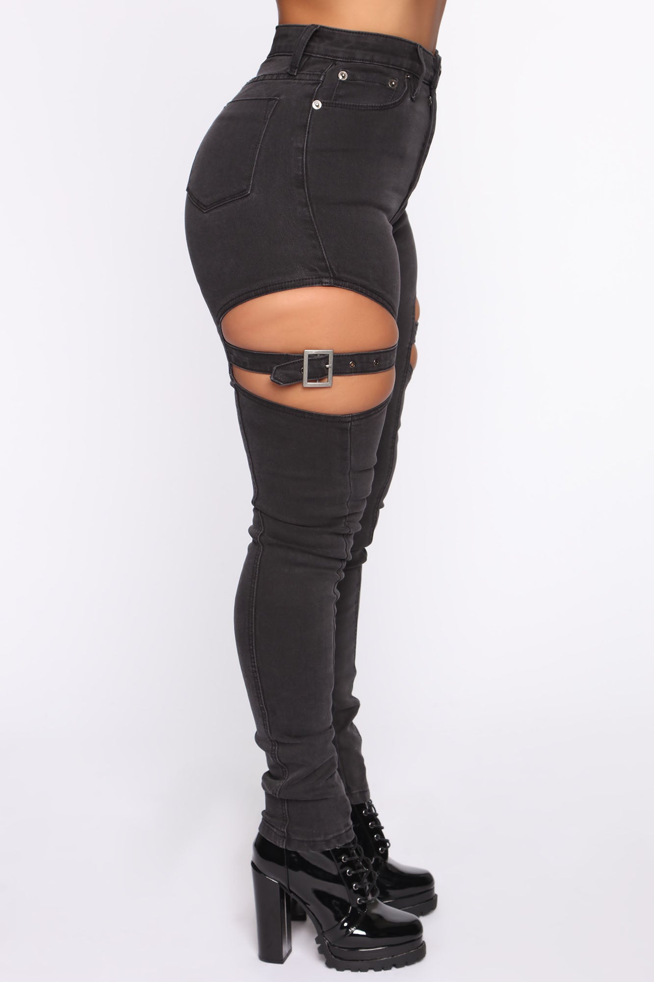 Buckle Up Sis Skinny Jeans - Black Ins Street