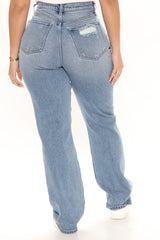 Cut Me Some Slack Vintage Straight Leg Jeans - Vintage Blue Wash Ins Street