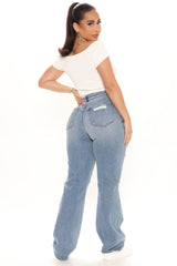 Cut Me Some Slack Vintage Straight Leg Jeans - Vintage Blue Wash Ins Street